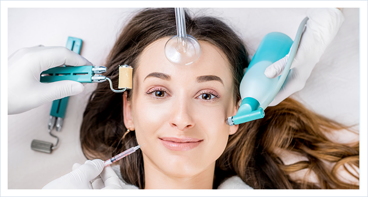 Illustration representing superficial facial skin treatment and skin polishing