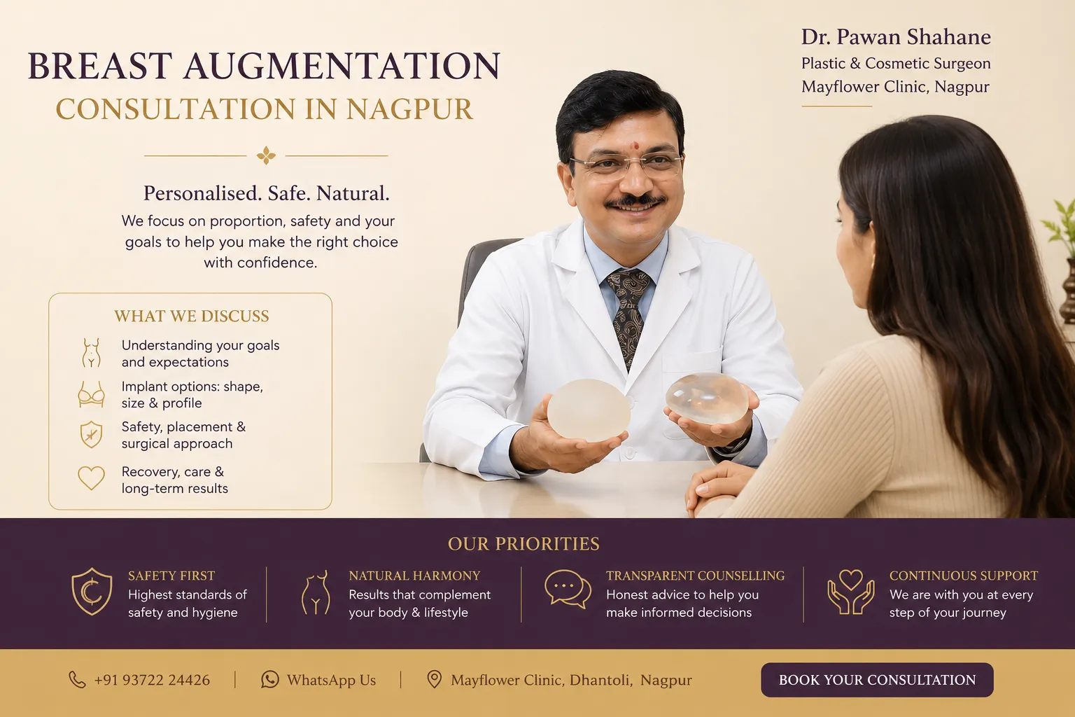 Private breast augmentation consultation in Nagpur