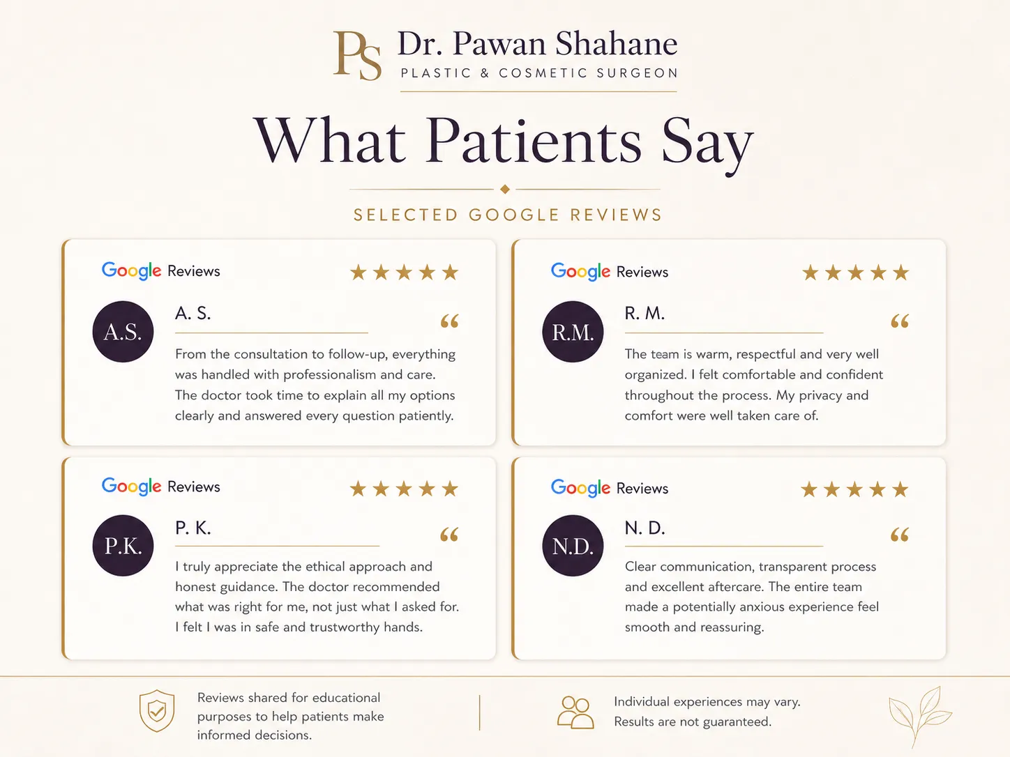 Google review testimonial cards for Mayflower Clinic Nagpur