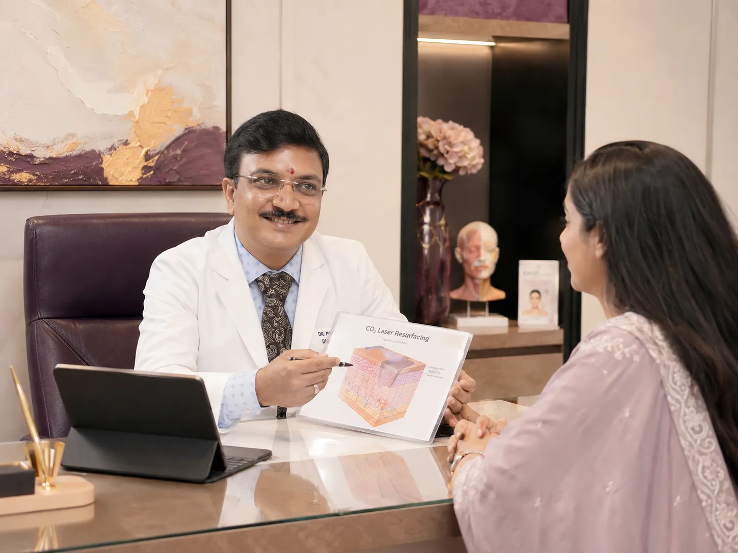CO2 laser resurfacing consultation with Dr. Pawan Shahane at Mayflower Clinic Nagpur