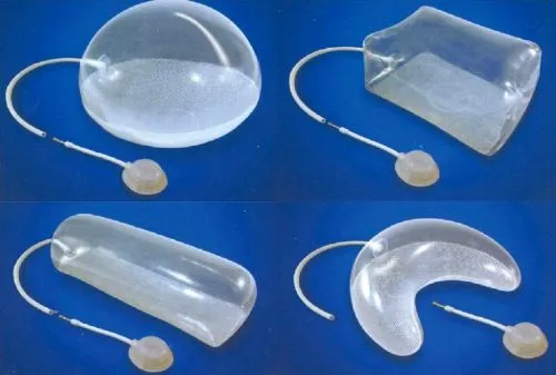 Real tissue expanders in different shapes and sizes for reconstructive surgery planning
